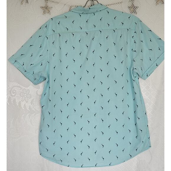 Plugg Mens Light Blue Medium Flamingo All Over Coastal Nautical Preppy Travel - Picture 2 of 11